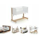 Berceau cododo évolutif en bois de hêtre confort blanc et beige Berceau cododo évolutif en bois de hêtre confort blanc et beige