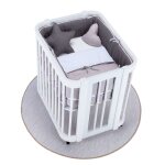 Berceau ovale en blanc 55x70 cm avec matelas et textile anthracite Berceau ovale en blanc 55x70 cm avec matelas et textile anthracite
