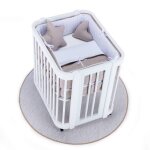 Berceau ovale en blanc 55x70 cm avec matelas et textile beige Berceau ovale en blanc 55x70 cm avec matelas et textile beige