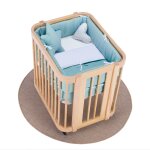 Berceau ovale en bois 55x70 cm avec matelas et textile aigue - marine Berceau ovale en bois 55x70 cm avec matelas et textile aigue - marine