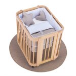 Berceau ovale en bois 55x70 cm avec matelas et textile beige Berceau ovale en bois 55x70 cm avec matelas et textile beige