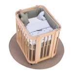 Berceau ovale en bois 55x70 cm avec matelas et textile vert - olive Berceau ovale en bois 55x70 cm avec matelas et textile vert - olive