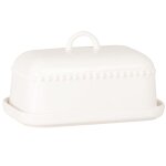 Beurrier bord perles en faïence blanche Beurrier bord perles en faïence blanche