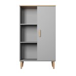 Bibliothque 1 porte 3 tagres panneaux bois gris