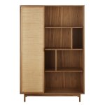 Bibliothque 1 porte marron et fibre vgtale