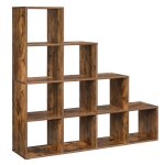 Bibliothque  10 compartiments effet bois marron rustique