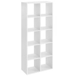 Bibliothque 10 compartiments moderne effet bois blanc