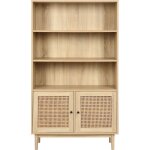 Bibliothque 2 portes couleur chne et cannage 84 cm