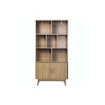 Bibliothque 2 portes coulissantes h157, 5 cm - effet bois clair