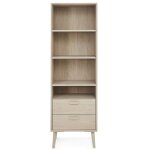 Bibliothque avec 4 tagres effet bois chne massif