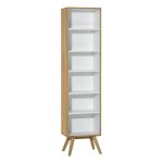 Bibliothque 5 tagres h207, 5 cm - blanc et dcor chne