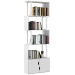 Biblioth�que 5 niveaux �tag�res et placard panneau de particules blanc