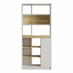 Bibliothque avec 6 tagres et 1 porte en agglomr blanche et chne