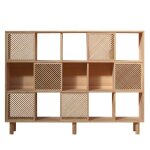 Bibliothque 6 portes en pin massif naturel 160 cm non verni