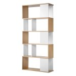 Biblioth�que blanc et effet bois - h173. 5 x l80 cm