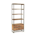 Biblioth�que en bois d'acacia et acier 73x35x190 cm