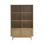 Bibliothque effet chne et cannage rotin 100 cm