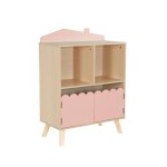 Bibliothque enfant 2 tagres 2 portes, rose