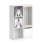 Bibliothque enfant blanche avec 2 botes pliantes, 72 x 107. 8cm