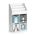 Bibliothque enfant blanche avec 4 botes pliantes 72 x 114. 2cm