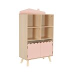 Bibliothque enfant rose 2 portes et 4 tagres