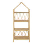 Bibliothque maison enfant en rotin et bambou beige