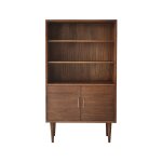 Bibliothque en mindi massif finition noyer 84 cm