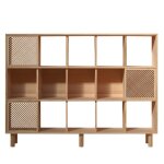Bibliothque en pin massif naturel 3 portes 160 cm non verni