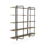 Bibliothque en sapin avec structure mtallique