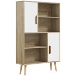 Biblioth�que scandinave 4 niches + 2 placards blanc naturel