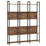 Biblioth�que sur 6 niveaux 24 x 128 x 187, 1 cm marron rustique et noir