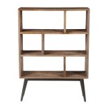 Biblioth�que en teck recycl� et m�tal 120 cm 6 niches woody