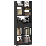 Biblioth�que tiroir et �tag�res ouvertes 60 x 26 x 158 cm noir