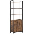 Bibliothque verticale  6 niveaux avec porte marron et noir