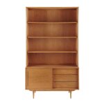 Bibliothèque vintage 3 tiroirs 1 porte en chêne Bibliothèque vintage 3 tiroirs 1 porte en chêne