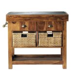 Billot cuisine en manguier massif et ardoise l 95 cm Billot cuisine en manguier massif et ardoise l 95 cm