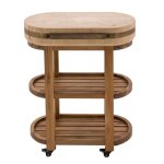 Billot ovale  roulettes en acacia et hva massif - h90 cm