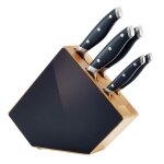 Bloc de 5 pi�ces avec aff�teur en acier inoxydable noir