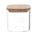 Bocal carré en verre et bambou h10 Bocal carré en verre et bambou h10
