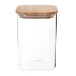 Bocal carré en verre et bambou h15 Bocal carré en verre et bambou h15