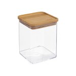 Bocal cuisine carré en plastique avec bouchon bambou - 1l Bocal cuisine carré en plastique avec bouchon bambou - 1l