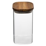 Bocal cuisine carr en verre avec bouchon acacia - 1. 3l