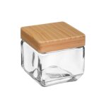 Bocal cuisine carr en verre avec bouchon bois - 0. 85l