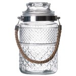 Bocal cuisine hermtique en verre avec anse en jute 1800ml