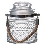 Bocal cuisine hermtique en verre avec anse en jute 550ml