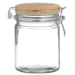 Bocal cuisine hermtique en verre couvercle clip bambou 0, 7l