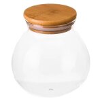 Bocal cuisine rond en verre avec bouchon bambou 500ml