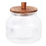 Bocal cuisine en verre avec bouchon acacia 1750ml Bocal cuisine en verre avec bouchon acacia 1750ml
