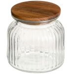 Bocal cuisine en verre stri avec bouchon bois 600ml