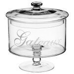 Bocal gâteaux en verre sur pied avec couvercle - 18. 5x18. 5x20cm Bocal gâteaux en verre sur pied avec couvercle - 18. 5x18. 5x20cm